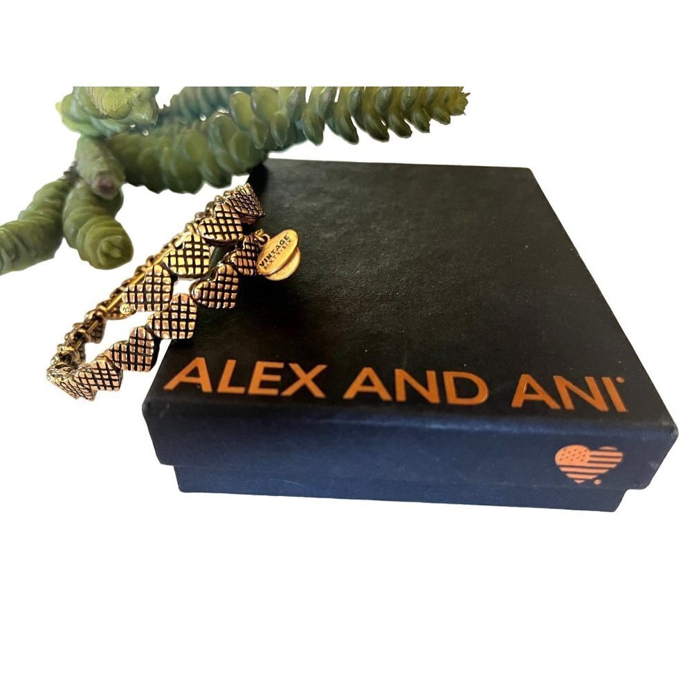 Alex and Ani "Valentine's Day Collection" Romance Hearts Gold Wrap Bracelet - Picture 5 of 11